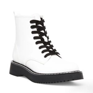 Madden NYC Keen White Lace-Up Boots